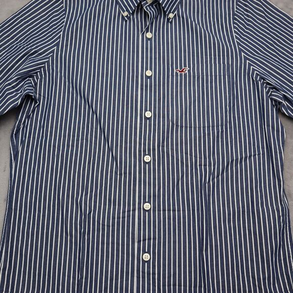 Hollister Shirt Mens Large Blue Striped Button Up Long Sleeve Casual Preppy - Picture 10 of 16